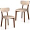 Set of 2 Linen Rubber Wood Dining Chairs Ergonomic Cushioned Seats
